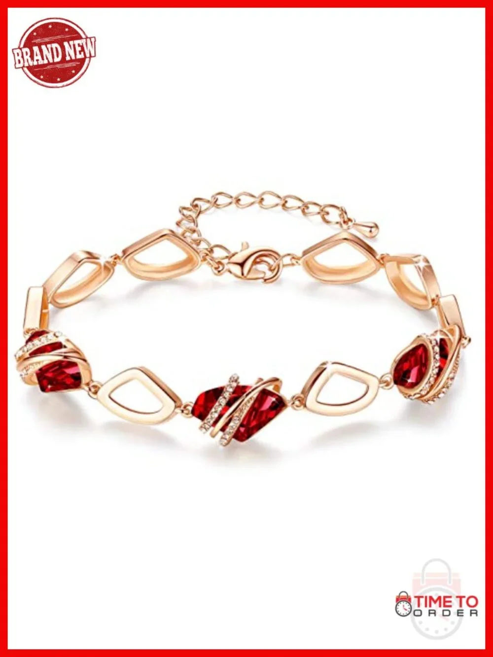 Wish Stone Link Charm Bracelet with Birthstone Crystals, 18K Rose Gold Plated